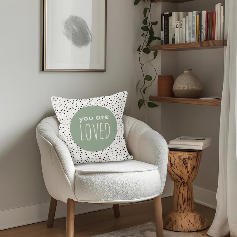 ETVISO Sage Green You are Loved Pillow Cover 18x18, Boho Classroom Decor, Inspirational Reading Nook Classroom Decorate Pillow Covers for Kids Reading Room Playroom Nursery - Image 5